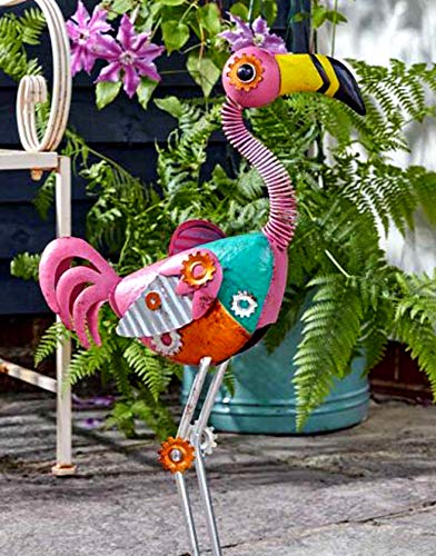 garden mile Funky Animals, lustige bunte Vögel, Hund Garten Dekorationen, für Ihre Blumenbeete, Wannen oder Pflanzgefäße, niedliche Metallmagisch (Mingo) von garden mile