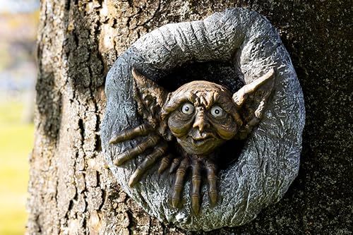 Garden Mile Neuheit Goblin Tree Peeker Garten Ornamente Ogre Gesicht Harz Outdoor Tree Hugger Wandkunst Wetterfest Wandmontage Statuen und Skulpturen Feengarten Indoor Outdoor Garten Dekorationen von garden mile