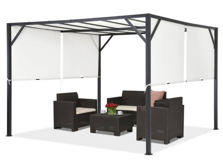 Pergola aus Metall Santorini 3 x 3 m anthrazit-weiß Garden Point von gardenway
