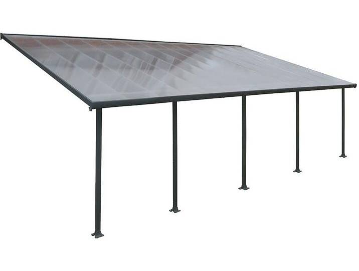 Polycarbonat-Terrassenüberdachung Feria Palram - Canopia 3 x 7,3 m grau von gardenway