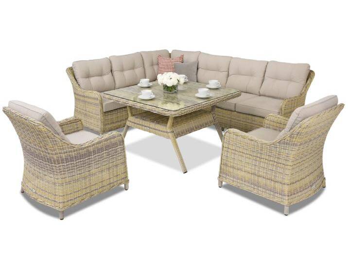 Technorattan-Gartenmöbel Toledo Comida 7 Angular Garden Point beige von gardenway
