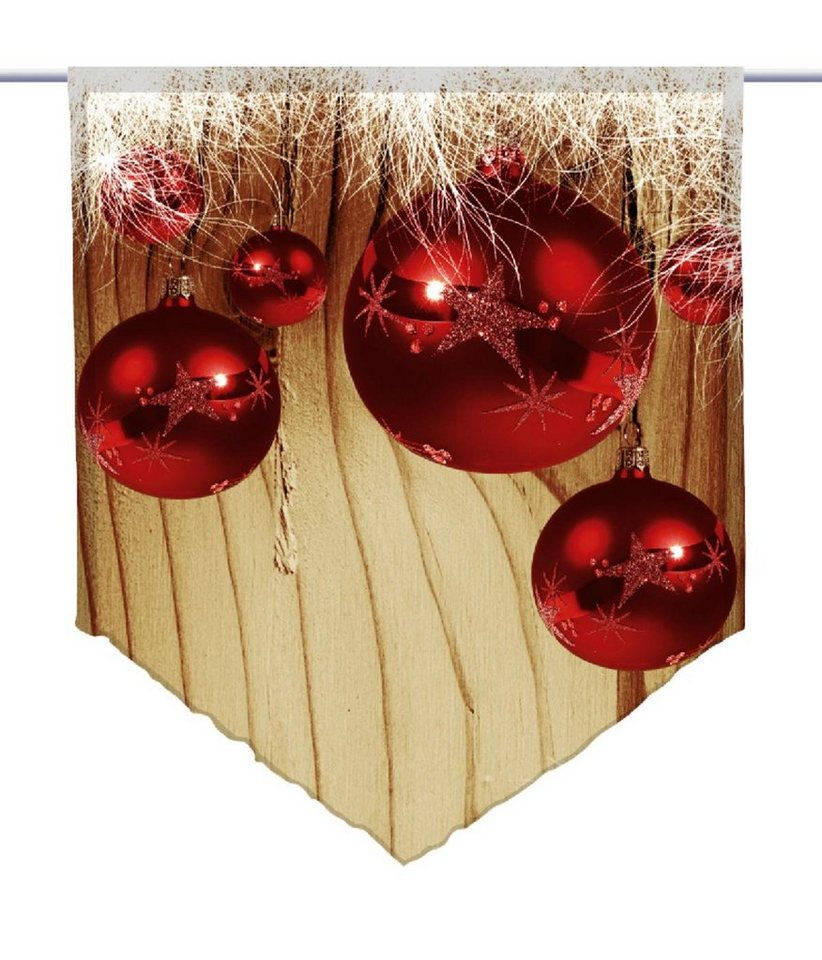 Scheibengardine Weihnachten modern red-brown Scheibenhänger spitz, gardinen-for-life von gardinen-for-life