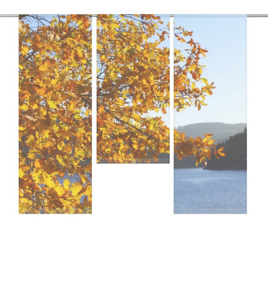 Scheibengardine Herbst am See - Scheibengardine 3-tlg. 80/60x30cm (hxb) - B-line, gardinen-for-life von gardinen-for-life