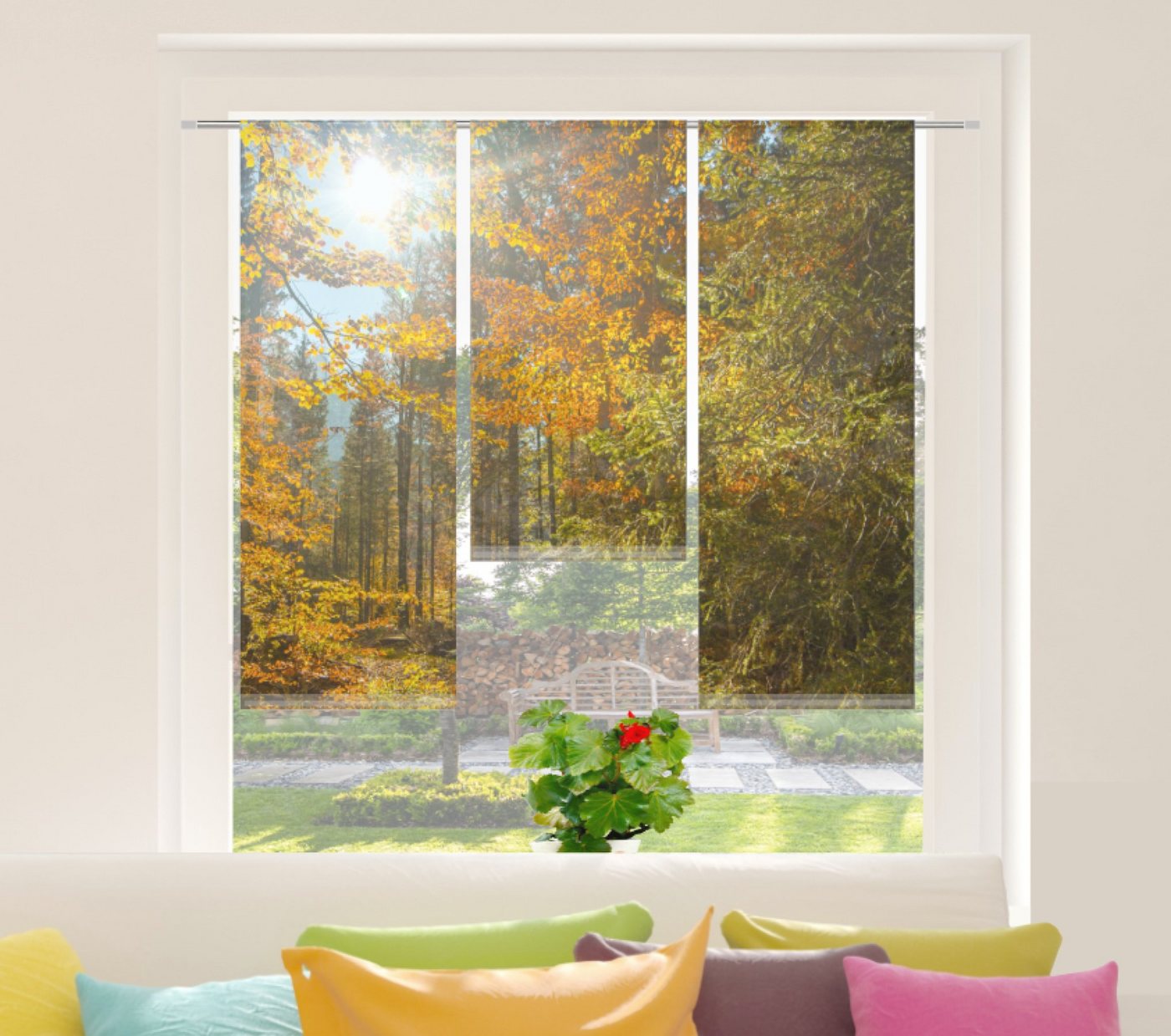 Scheibengardine Herbstsonne Scheibengardine 3-tlg. Set- 80/60x30cm (hxb) - B-line, gardinen-for-life von gardinen-for-life