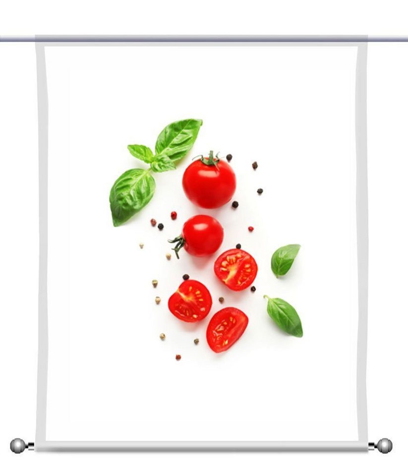 Scheibengardine Küchenfreuden Tomato - rechteckig mit Beschwerung, transparent, gardinen-for-life von gardinen-for-life
