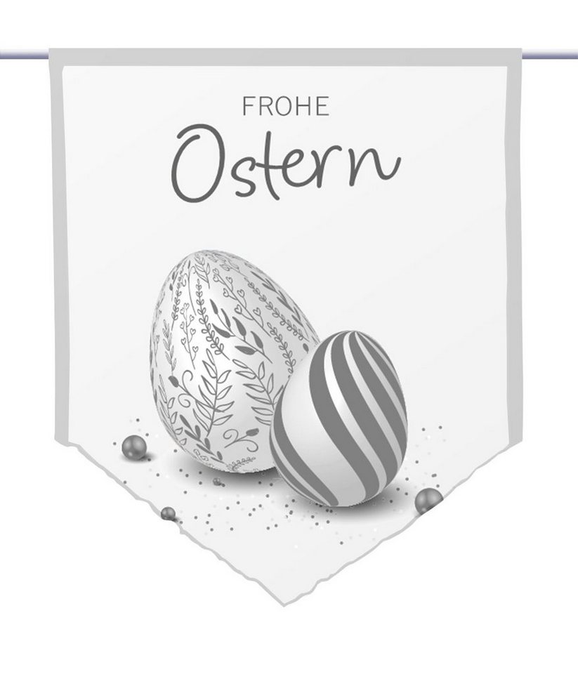 Scheibengardine Ostern moderna grau - spitzer Scheibenhänger, gardinen-for-life von gardinen-for-life