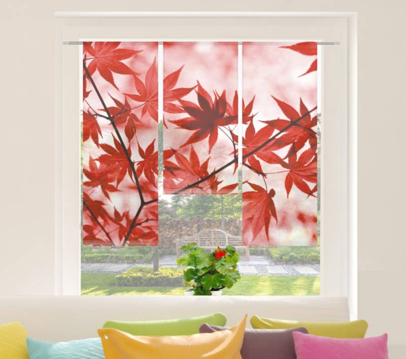 gardinen-for-life Scheibengardine Roter Herbst Scheibengardine 3-tlg. Set - 80/60x30cm (hxb) - B-line von gardinen-for-life