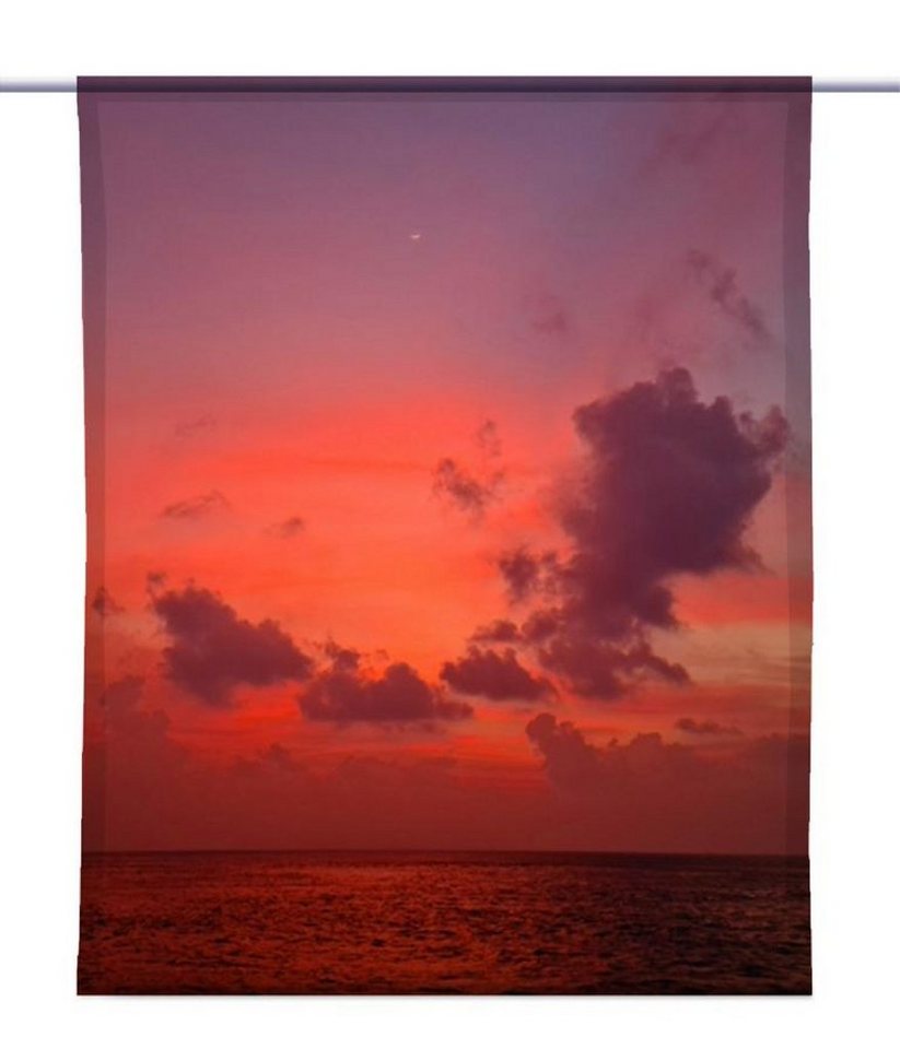 gardinen-for-life Scheibengardine Scheibenhänger Purpur – eckig – Malediven Motiv - B-line von gardinen-for-life