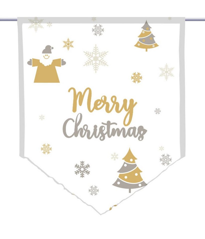 gardinen-for-life Scheibengardine Scheibenhänger spitz "Meine Weihnachten gold", Voile von gardinen-for-life