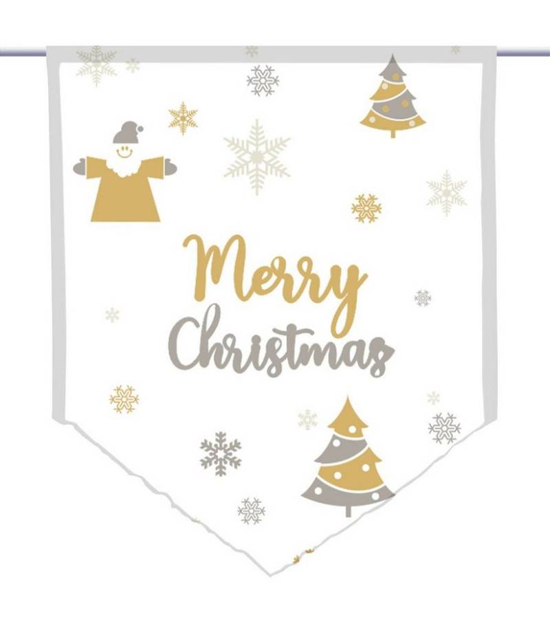 gardinen-for-life Scheibengardine Scheibenhänger spitz "Meine Weihnachten gold", Voile von gardinen-for-life