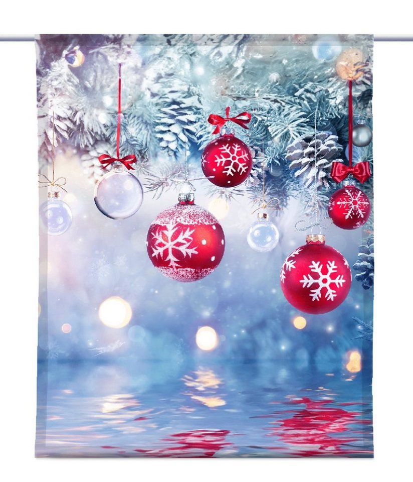 Scheibengardine Weihnachten in blau one Scheibenhänger eckig - B-line, gardinen-for-life von gardinen-for-life
