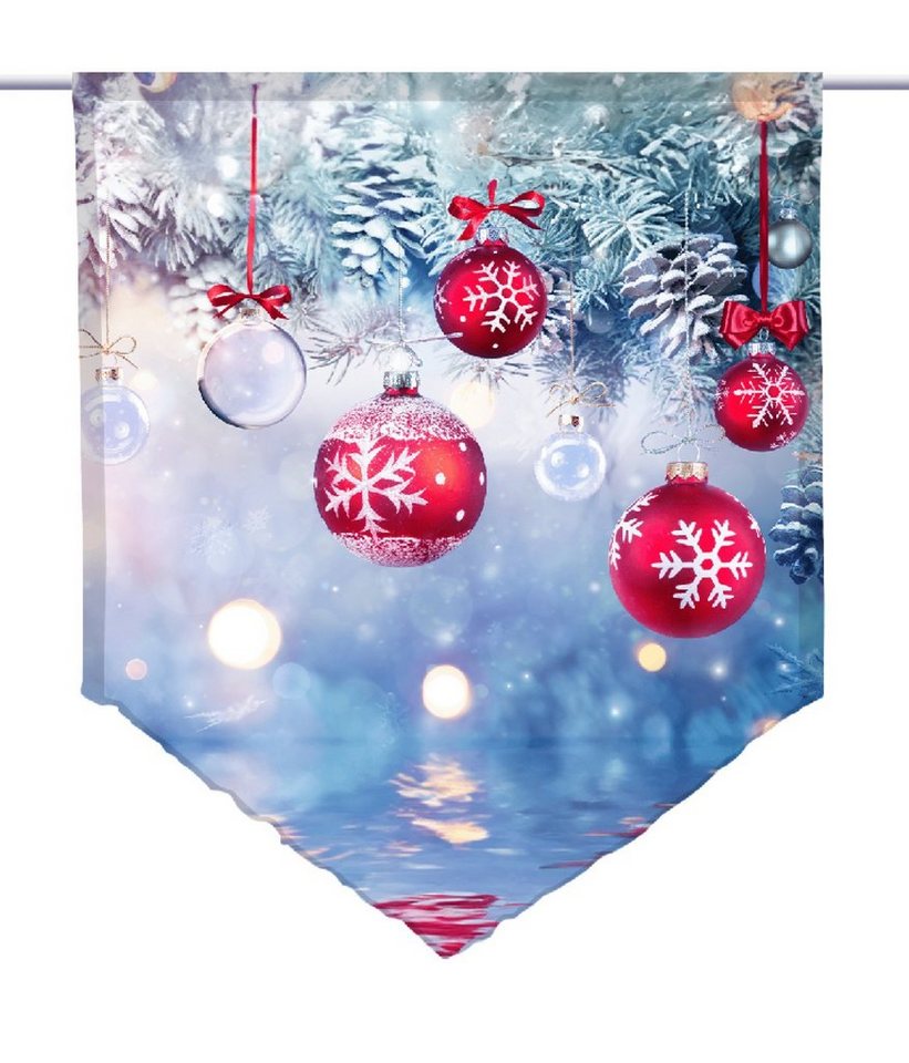Scheibengardine Weihnachten in blau one - spitzer Scheibenhänger, gardinen-for-life von gardinen-for-life