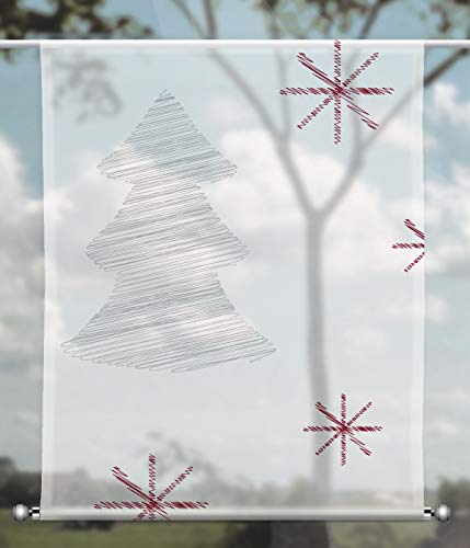 Scheibenhänger Natale Moderno Grey - Magenta - rechteckig mit Beschwerung, Gardine Weihnachten - Tolle Gardine - Scheibenhänger transparent, Verschiedenen Größen (HxB 100x90cm) von gardinen-for-life