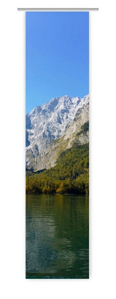 Schiebegardine Alpensee, Flächenvorhang mit tollem Druck-Motiv, Berge, gardinen-for-life, Digitaldruck, Sublimationsdruck - sehr haltbar!, waschbar bei 30 Grad von gardinen-for-life