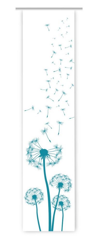 Schiebegardine Dandelions türkis Flächenvorhang HxB 260x60 cm - B-line, gardinen-for-life von gardinen-for-life