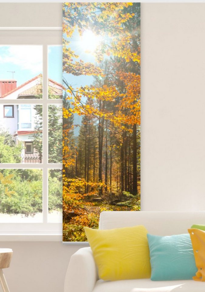 gardinen-for-life Schiebegardine Herbstsonne Flächenvorhang für kleine Fenster 180 cm hoch - B-line von gardinen-for-life