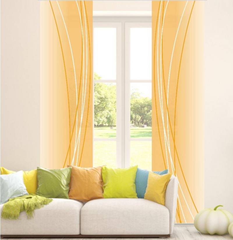 gardinen-for-life Schiebegardine Linea orange Flächenvorhang 2er Set 260 cm kürzbar - B-line von gardinen-for-life