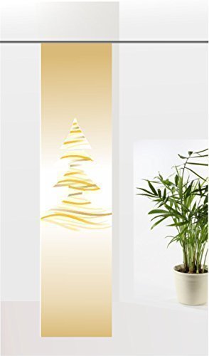 gardinen-for-life Flächenvorhang Wave Christmas Gold, Weihnachten Schiebevorhang mit Druck-Motiv, Gr.60x245 cm tolles Motiv von gardinen-for-life