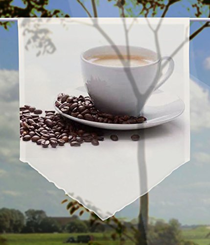 gardinen-for-life Scheibenhänger Coffee Transparent, Edler Scheibenhänger aus Feiner Voile in Verschiedenen Größen (HxB 100x60cm) von gardinen-for-life