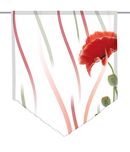 gardinen-for-life Scheibenhänger Spitz Mohnblume vertic R, Voile Transparent, Edler Scheibenhänger aus Feiner Voile in Verschiedenen Größen (HxB 75x60cm) von gardinen-for-life