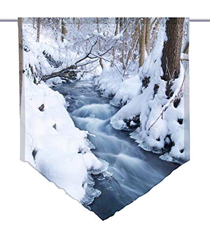 gardinen-for-life Scheibenhänger Winterwald Voile Transparent, Edler Scheibenhänger aus Feiner Voile in Verschiedenen Größen (HxB 75x60cm) von gardinen-for-life