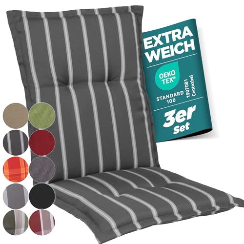 Gardisun Gartenstuhlauflagen Niedriglehner I Extra dicke Sitzauflagen I Made in EU Stuhlauflagen für Niederlehner Gartenstuhl I Auflagen mit extra hoher Lichtechtheit I 3er Set Anthrazit Streifen Dünn Gardisun Gartenstuhlauflagen Niedriglehner I Extra dicke Sitzauflagen I Made in EU Stuhlauflagen für Niederlehner Gartenstuhl I Auflagen mit extra hoher Lichtechtheit I 3er Set Anthrazit Streifen Dünn von gardisun