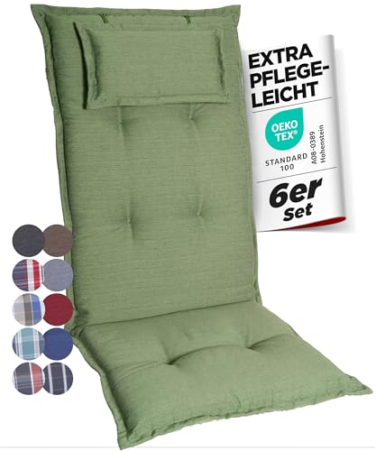 gardisun Gartenstuhlauflagen Hochlehner mit Kopfteil I Extra Dicke Sitzauflagen I Made in Europe I Polsterauflagen für Hochlehner I Auflagen mit extra hohem Komfort I 6er Set I Grün gardisun Gartenstuhlauflagen Hochlehner mit Kopfteil I Extra Dicke Sitzauflagen I Made in Europe I Polsterauflagen für Hochlehner I Auflagen mit extra hohem Komfort I 6er Set I Grün von gardisun