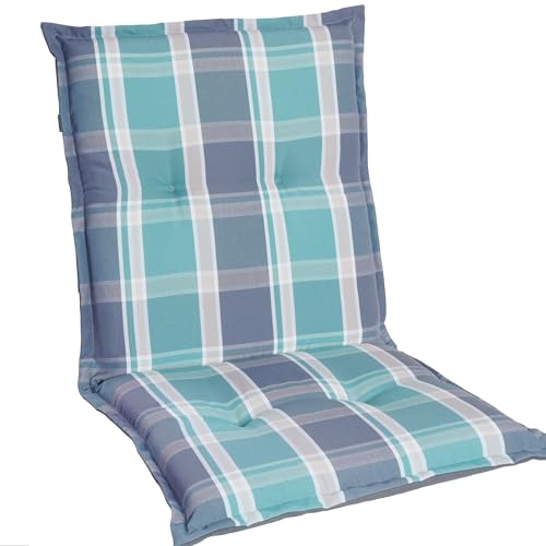 gardisun Gartenstuhlauflagen Niedriglehner I Extra Dicke Sitzauflagen I Made in Europe I Stuhlauflagen für Niederlehner Gartenstuhl I Auflagen mit extra hohem Komfort I 4er Set I Grün-Grau-Kariert von gardisun