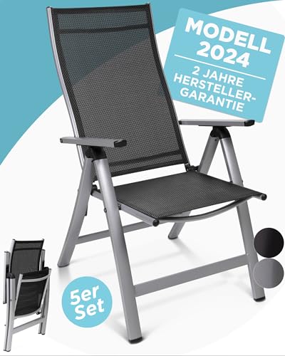 gardisun Hochlehner Gartenstuhl klappbar aus Aluminium, 2-Fach pulverbeschichtet, wetterfest, leicht, 5-Fach verstellbar, Made in EU, 5er Set, Silber gardisun Hochlehner Gartenstuhl klappbar aus Aluminium, 2-Fach pulverbeschichtet, wetterfest, leicht, 5-Fach verstellbar, Made in EU, 5er Set, Silber von gardisun