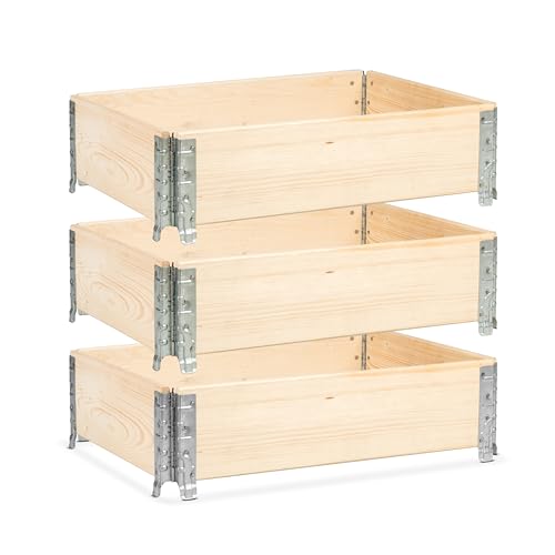 gardivo Hochbeet 80 x 60 x 20 cm - 3-teilig halbe Europalette Rahmen aus Holz, Garten Hochbeete, Beeteinfassung, Holzrahmen, stapelbar, steckbar gardivo Hochbeet 80 x 60 x 20 cm - 3-teilig halbe Europalette Rahmen aus Holz, Garten Hochbeete, Beeteinfassung, Holzrahmen, stapelbar, steckbar von gardivo
