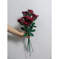 Rote Rosen Strauß Gehäkelt | Langlebig Und Immergrün Nachhaltige Deko Geschenkidee Muttertagsgeschenk von garnblueten
