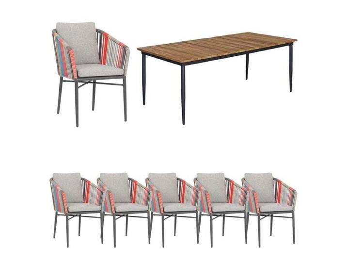 Acamp Manhattan Gartenmöbel-Set L (6 Plätze) Tisch 220x100cm Natur Dunkelgrau Bunt von garten&freizeit.de