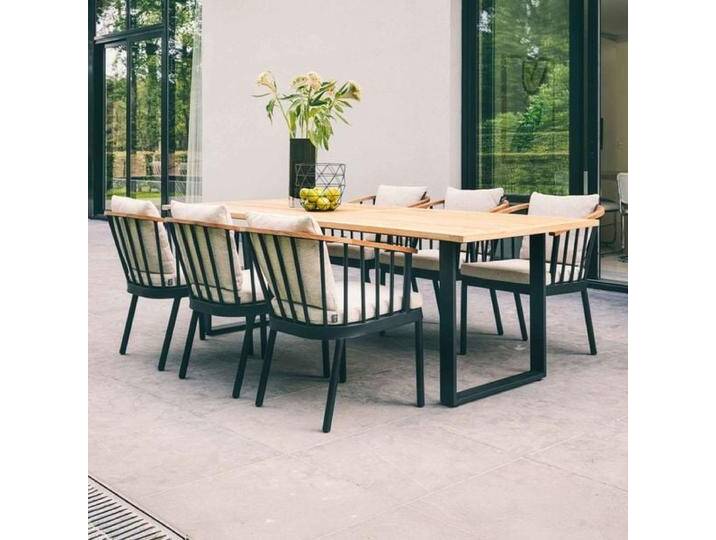 Apple Bee Condor Gartenmöbel-Set L (6 Plätze) Tisch 240x95cm Schwarz Natur von garten&freizeit.de