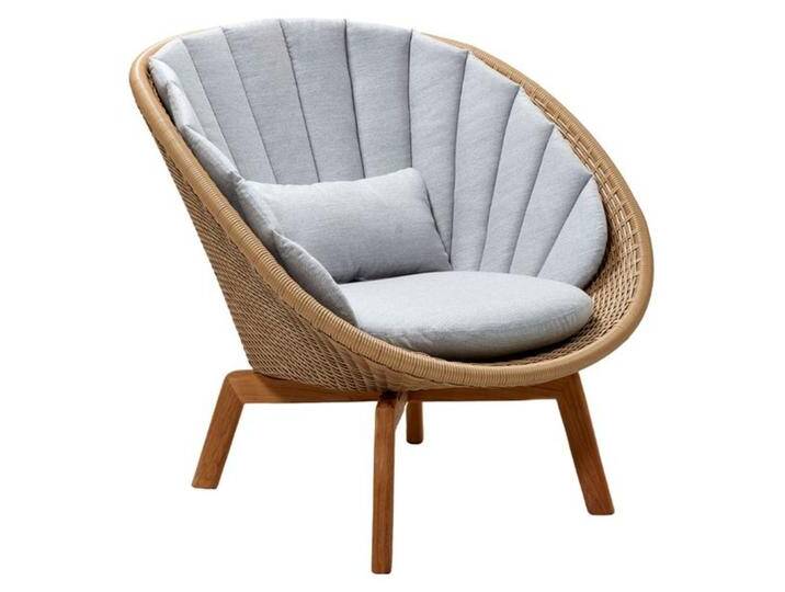 Cane-Line Peacock Loungesessel Teak recycelt/Geflecht Natur Hellgrau von garten&freizeit.de