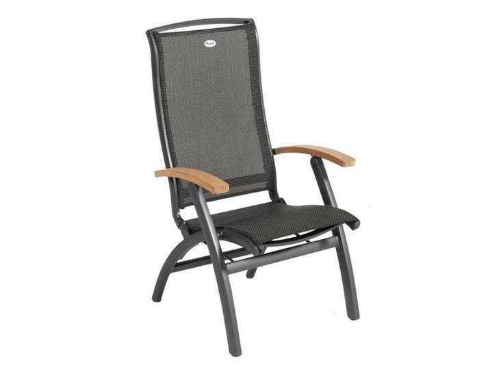 Hartman Da Vinci Klappsessel Aluminium/Textilene mit Teak-Armlehnen Dunkelgrau von garten&freizeit.de