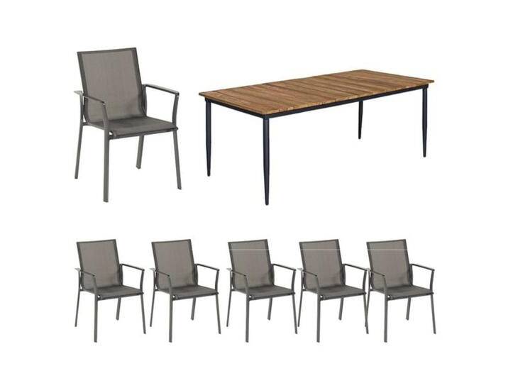 Hartman Lea Gartenmöbel-Set L (6 Plätze) Tisch 220x100cm Dunkelgrau von garten&freizeit.de