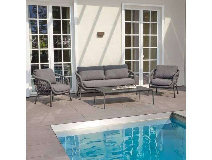 LC Garden Bari Loungeset inkl. Loungetisch Aluminium/Rope Dunkelgrau von garten&freizeit.de