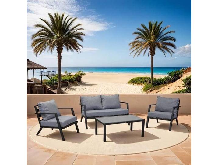 LC Garden Bondino Loungeset inkl. Loungetisch Aluminium/Polyester Dunkelgrau Hellgrau von garten&freizeit.de