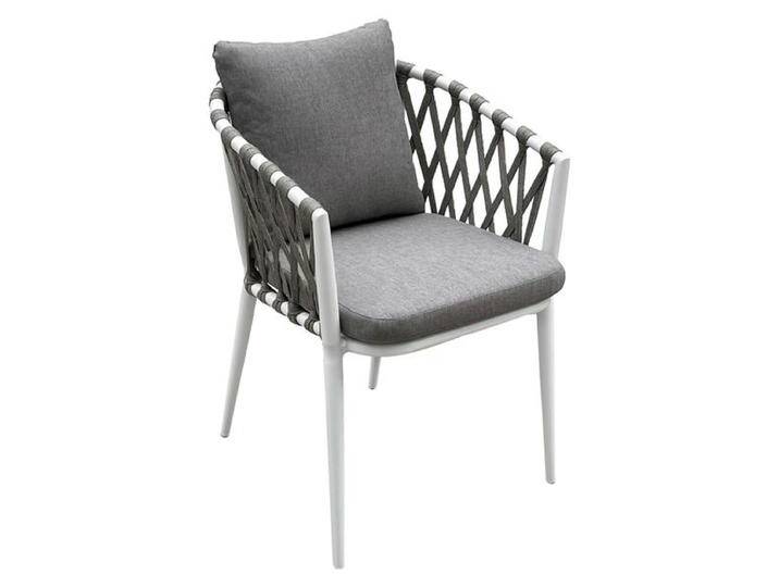 LC Garden Sunrepo Stapelsessel Aluminium mit Sitz- und Rückenkissen Weiß Natur Hellgrau von garten&freizeit.de