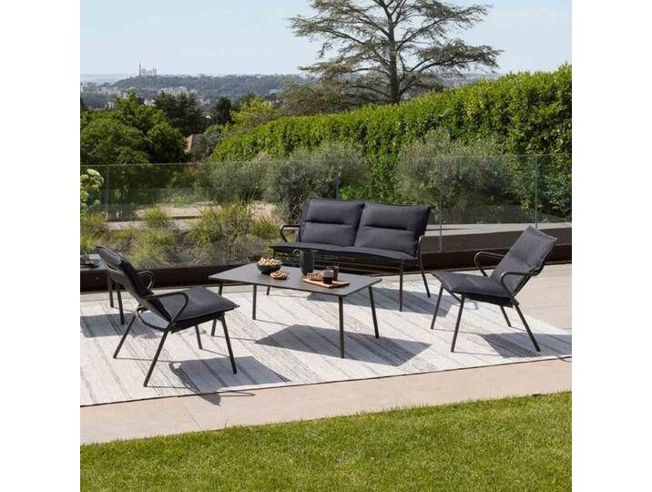 Lafuma Vence Loungeset inkl. Loungetisch Stahl/BeComfort Dunkelgrau von garten&freizeit.de