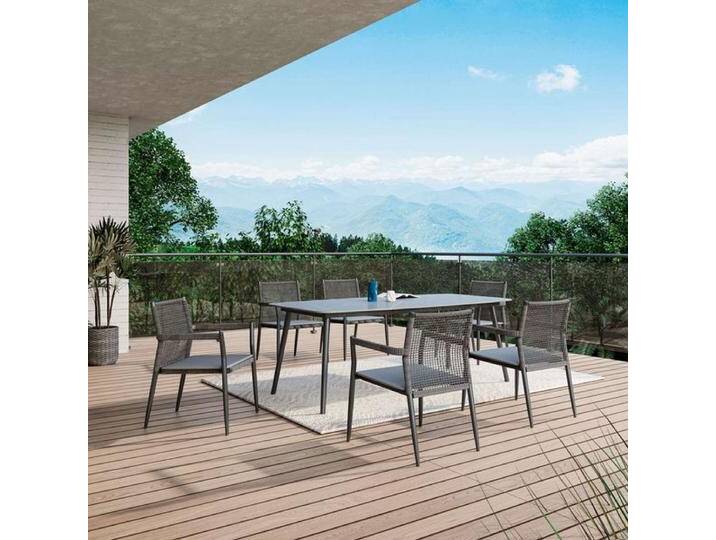 MWH Ropero Gartenmöbel-Set L (6 Plätze) Tisch 210x105cm Dunkelgrau von garten&freizeit.de