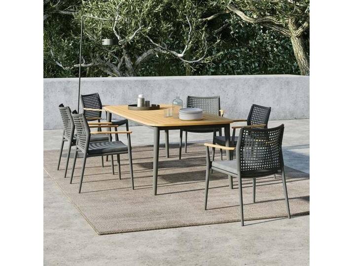 Solpuri Vera Gartenmöbel-Set L (6 Plätze) Tisch 170x100cm Natur Dunkelgrau Hellgrau von garten&freizeit.de