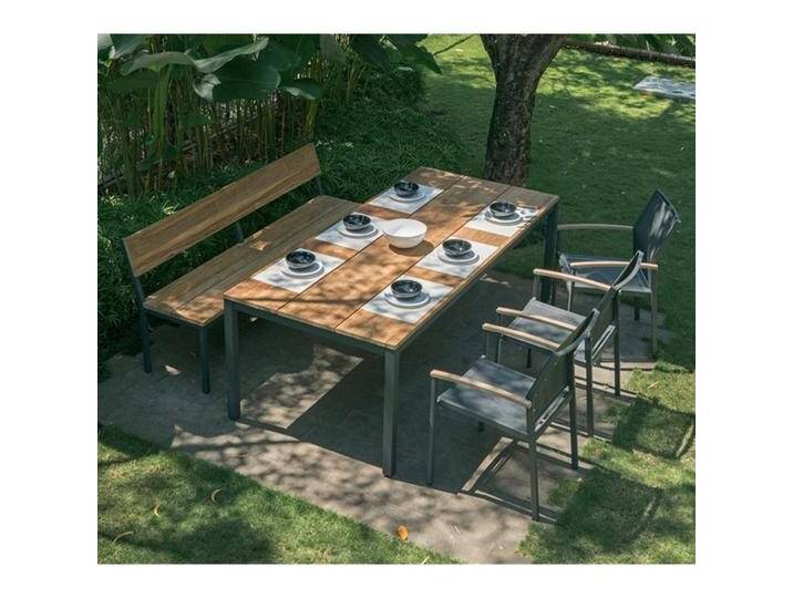 Zebra Alex Gartenmöbel-Set L (7 Plätze) Tisch 220x100cm Dunkelgrau Braun von garten&freizeit.de