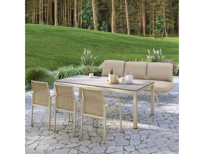 Zebra Bee Gartenmöbel-Set L (6 Plätze) Tisch 210x100cm Natur von garten&freizeit.de