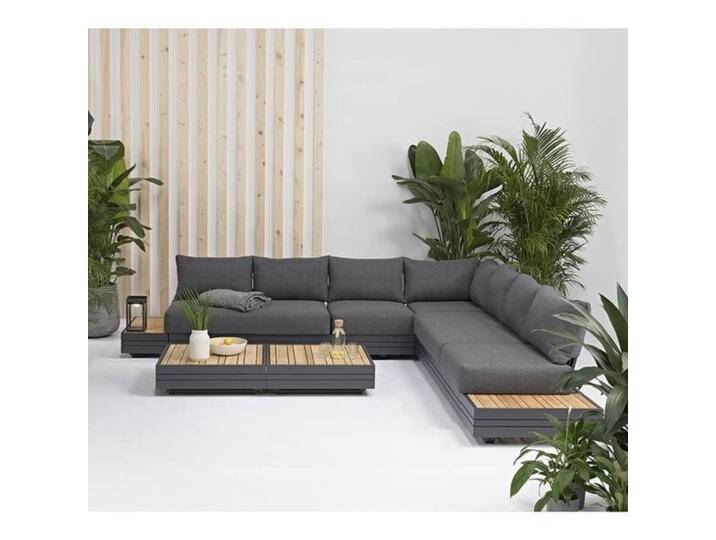 Zebra Cubo Ecklounge inkl. Loungetisch Aluminium/Olefin Natur Dunkelgrau von garten&freizeit.de