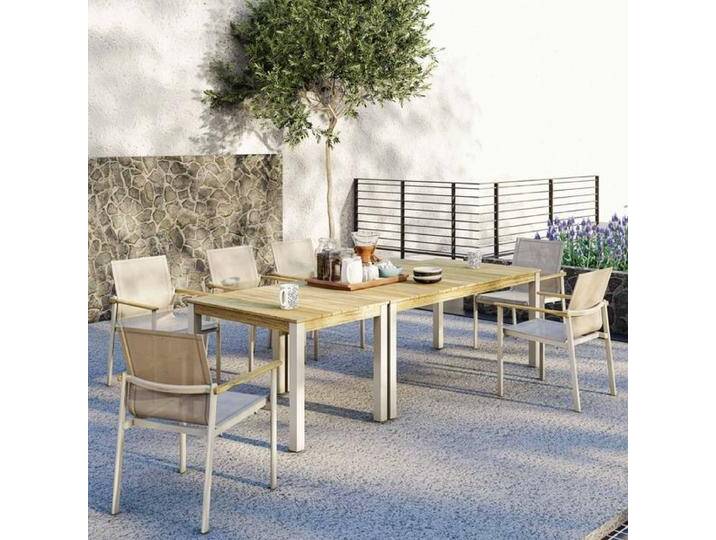 Zebra Enox Gartenmöbel-Set L (6 Plätze) Tische 80/180x100cm Natur von garten&freizeit.de