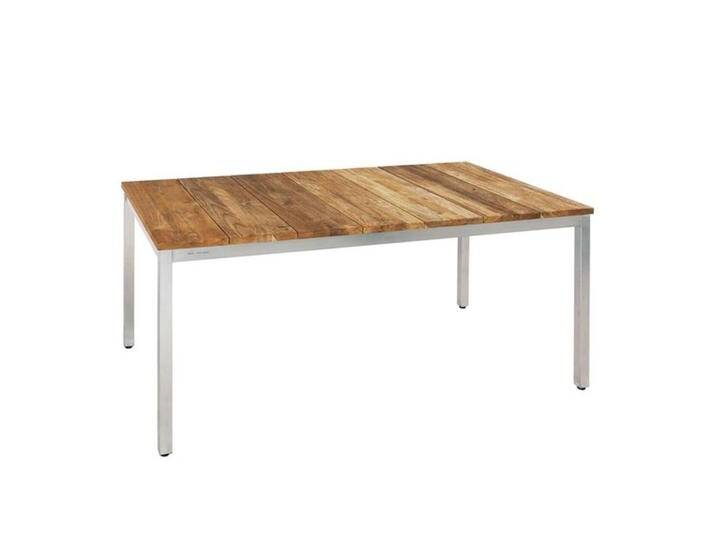 Zebra Naxos Gartentisch 160x90 cm Edelstahl/Teak Braun Hellgrau von garten&freizeit.de