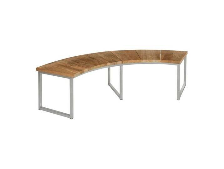 Zebra Onyx Gartenbank Viertelkreis Edelstahl/Teak recycelt Braun Hellgrau von garten&freizeit.de