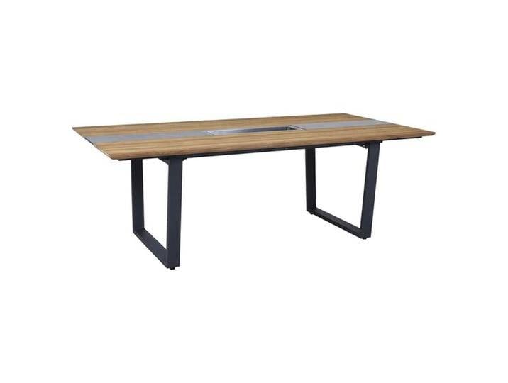 Zebra Phönix Gartentisch 220x110cm Aluminium/Teak Natur Dunkelgrau von garten&freizeit.de