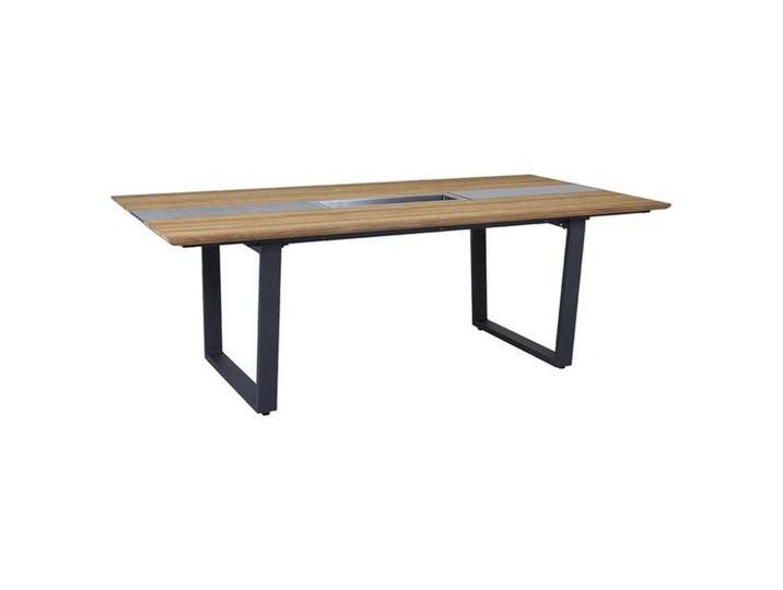 Zebra Phönix Gartentisch 220x110cm Aluminium/Teak Natur Dunkelgrau von garten&freizeit.de